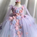 Robe princesse enfant tulle fleurs occasion spéciale naissance baptême anniversaire style romantique qualité premium安全 durable