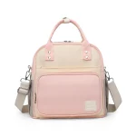 Sac à langer waterproof en nylon design moderne patchwork portable et étanche pour maman sac à dos à double bandoulière rose