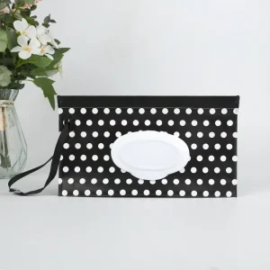 Conteneur de lingettes pour bébé sac de transport portable design moderne noir et blanc distributeur de lingettes humides réutilisable
