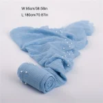 Foulard en mousseline Perlés bleu ciel accessoire mode élégant pour bébé portage encombrement facile maintien chaleur style sophistiqué