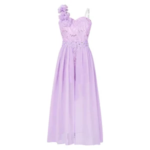 Robe de fête pour filles style princesse dentelle perlée paillettes brillantes couleur lavande robe asymétrique 6 à 16 ans occasion spéciale mariage Noël Robe de fête pour filles style princesse dentelle perlée paillettes brillantes couleur lavande robe asymétrique 6 à 16 ans occasion spéciale mariage Noël