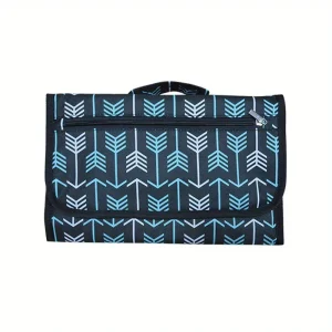 Organisateur de Voyage Tissu Synthétique pour Cosmétiques Toilettage et Accessoires Design Moderne avec Motifs Flèches Turquoise et Blanc Facile à Porter idéal pour les Déplacements