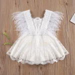 Robe barboteuse dentelle tulle bébé fille baptême anniversaire 1 an élégante robe occasion spéciale