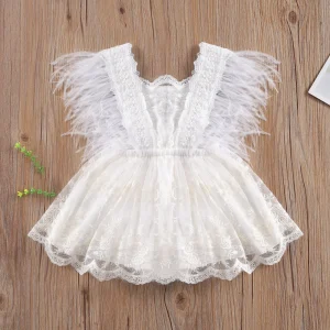 Robe barboteuse dentelle tulle bébé fille baptême anniversaire 1 an élégante robe occasion spéciale