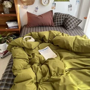 Ensemble literie bébé Ins Ambiance 4 pièces 100% polyester style minimaliste bleu café easy entretien Ensemble literie bébé Ins Ambiance 4 pièces 100% polyester style minimaliste bleu café easy entretien