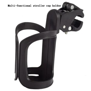 Portebouteille universel pour poussette ajustable en plastique noir mat sécuritaire et multifonctionnel accessoire bébé pratique pour promenades