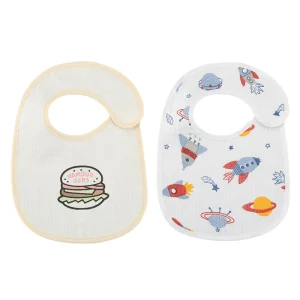 Bavoirs imperméables en coton pour bébé bavoir d&rsquo;alimentation pour nouveauné Bandana pour enfants garçons et filles serviette de salive douce 2 pièces/ensemble  Hamburger