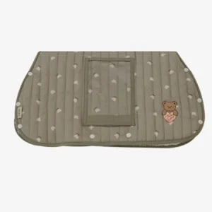 Couverture bébé en tissu souple rectangulaire motifs cœurs et pois blancs vert olive douceur et confort pour couches tapis de jeu ou matelas