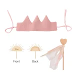 Ensemble Chapeau en Bois Accessoires Anniversaire Bébé Coton Couronne Baguette Magique Décoration 1er Anniversaire Cadeau NouveauNé