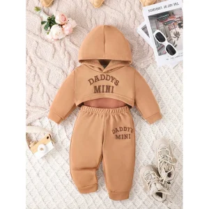 Ensemble vêtements bébé garçon DADDY&rsquo;S MINI tenue d&rsquo;automne 3 pièces sweat à capuche pantalon ample manches longues style casual moderne