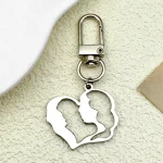 Porteclés en forme de cœur mère fille acier inoxydable argent bijou cadeau décoration amour mode