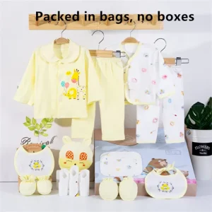 Ensemble de vêtements en coton doux pour bébé 18 pièces unisex printempsautomne motifs girafes confort et sécurité Ensemble de vêtements en coton doux pour bébé 18 pièces unisex printempsautomne motifs girafes confort et sécurité