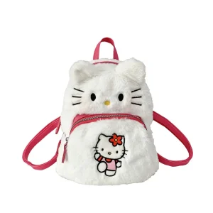 Sac à dos Hello Kitty pour enfants design mignon sac à dos à bandoulière tissu doux accessoires enfants école sorties