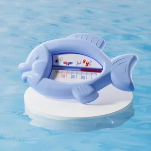 Thermomètre piscine poisson flottant bleu sécurité enfants mesure température eau design ludique accessoire aquatique famille