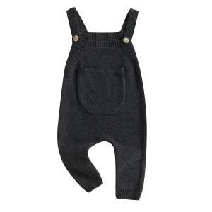 Salopette bébé garçon fille tricot coton poches col carré streetwear printemps confort sécurité style moderne bébé nouveauné Salopette bébé garçon fille tricot coton poches col carré streetwear printemps confort sécurité style moderne bébé nouveauné