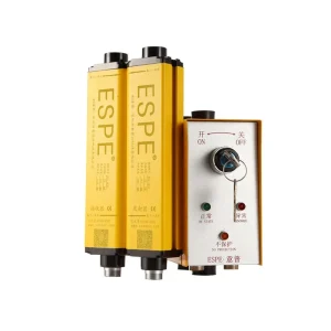 Barrière lumineuse de sécurité 16 faisceaux Rideau lumineux pour poinçonneuse Grille de protection industrielle avec verrouillage à clé et indicateurs lumineux jaune et argenté