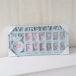 Cadre photo bébé première année souvenir croissance 012 mois crown blue photos moi du premier an cadeau naissance qualité PVC sans odeur sans BPA design sécurisé