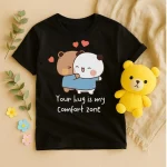 Tshirt unisexe ours câlin ours et panda coeur coton vêtement détente quotidien style décontracté