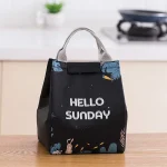 Sac isotherme pour enfants portable école piquenique design animé HELLO SUNDAY noir et multicolore nylon 15x18x24cm