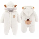 Combinaison nounours bébé garçon fille barboteuse douce peluche polaire à capuche 012M hiver automne vêtement chaud newborn