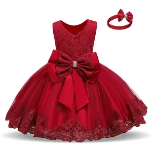 Robe princesse dentelle fille baptême anniversaire fête soie élégant formel accessoires cérémonie look magique