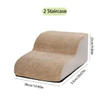 Escalier pour chiens et chats antidérapant 2 niveaux beige pour lit ou canapé amovible et lavable sécurité animaux de compagnie