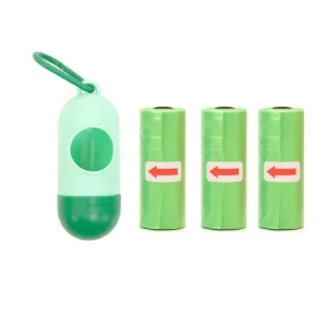 Distributeur de sacs à déjections pour animaux de compagnie sacs en rouleau clip portable design moderne couleur verte pratique pour promenades Distributeur de sacs à déjections pour animaux de compagnie sacs en rouleau clip portable design moderne couleur verte pratique pour promenades