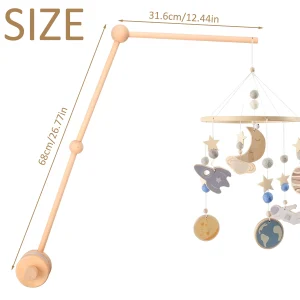 Support de meuble berceau en bois avec boîte à musique mobile suspendu bébé jouets en feutre décoration chambre bébé cadeau nouveauné Support de meuble berceau en bois avec boîte à musique mobile suspendu bébé jouets en feutre décoration chambre bébé cadeau nouveauné