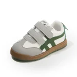 Chaussures enfants sport Casual Gris Blanc Vert Cuir Synthétique Antiglisse Velcro Loisirs École Activités