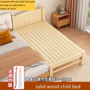 Lit d&rsquo;épissure pour enfants en bois massif hauteur réglable gardecorps intégré style minimaliste moderne sécurité et confort bébé enfant
