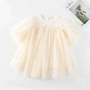 Robe bébé fille en tulle manches bouffantes princesse occasion spéciale 17 ans style floral romantique cérémonie mariage