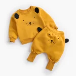 Ensemble bébé 2 pièces sweatshirt pantalon coton hiver lions confortable vêtements doudou doux style animal enfant