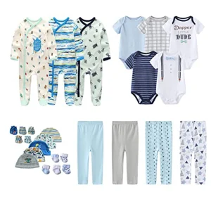 Ensemble vêtements bébé nouveauné fille et garçon 27 pièces 100% coton accessoires inclus style ludique confort maximum idéal cadeau naissance