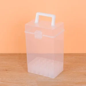 Organisateur transparent en plastique pour stylos et marqueurs boîte de rangement portative avec couvercle et poignée idéal pour étudiants et professionnels