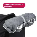 Gants épaissés pour poussette bébé chauds et confortables Oxford nylon doublure laine d&rsquo;agneau rembourrage duvet de coton 46×23 cm universel