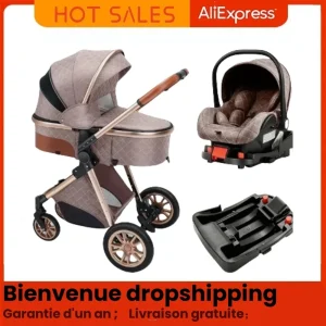 Poussette bébé 3 en 1 fonctionnalités multiples sécurité renforcée pratique pour 03 ans garantie 1 an