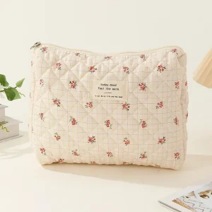 Trousse à couches bébé pochette matelassée motif floral fermeture éclair sac de rangement multifonctionnel style moderne couleur beige accessoire bébé Easy Poussette