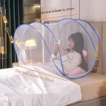 Moustiquaire pliable portable antimoustiques dimensions 87x90x75cm polyester coton transparent bleu intérieur extérieur camping voyage bébé enfant