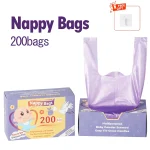 Sacs à couches jetables portables parfumés au talc antifuite élimination des odeurs sacs poubelle pour déchets d&rsquo;animaux et produits féminins 200pcs
