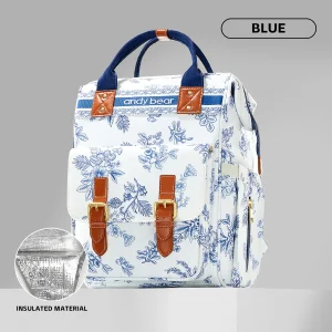 Sac à dos isolant pour bébé style floral grande capacité pratique pour le quotidien