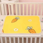 Tapis de jeu en polyester doux pour bébé motifs de carottes jaune vif rectangulaire arrondi bordure en tissu chambre d&rsquo;enfant usage multiple 03 ans