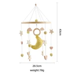 Berceau Mobile en Bois Étoiles Croissant Cadeau Bébé Confort Décoration Naturelle Éveil Suspendu