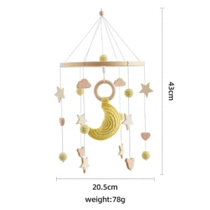 Berceau Mobile en Bois Étoiles Croissant Cadeau Bébé Confort Décoration Naturelle Éveil Suspendu Berceau Mobile en Bois Étoiles Croissant Cadeau Bébé Confort Décoration Naturelle Éveil Suspendu