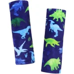 Housse sangle poussette coussinets épaule bébé dinosaures 2 pièces housse ceinture confortable matériau doux design ludique.