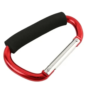 Mousqueton grand format aluminium noir et rouge pour poussettes sacs randonnée extérieur outdoor outdoor randonnée aluminium noir rouge