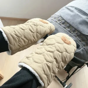 Gants de poussette polaire chauffants imperméables compatible écran tactile avec poche doublure fourrure synthétique beige clair Gants de poussette polaire chauffants imperméables compatible écran tactile avec poche doublure fourrure synthétique beige clair