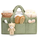 Organisateur de caddie à couches pour bébé, Table à langer et caddie de voiture, panier de rangement pour couches et lingettes de pépinière – Lily Green