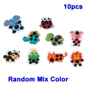 Autocollants tête d&rsquo;animal pour enfants stickers animaux éducatifs Accessoires bébé Jouets créatifs 10 pièces Multicolore