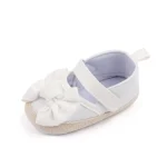 Chaussures bébé fille semelles souples antidérapantes nœud papillon tissu blanc