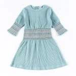 Robe d&rsquo;Enfance en Coton pour Fille, Tenue de Famille Assortie, Fermeture Éclair Cachée au Dos, Vêtements d&rsquo;Hiver – Blue dress